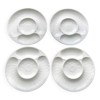 4 Assiettes à artichauts en porcelaine L'Hirondelle de Mehun sur Yèvre