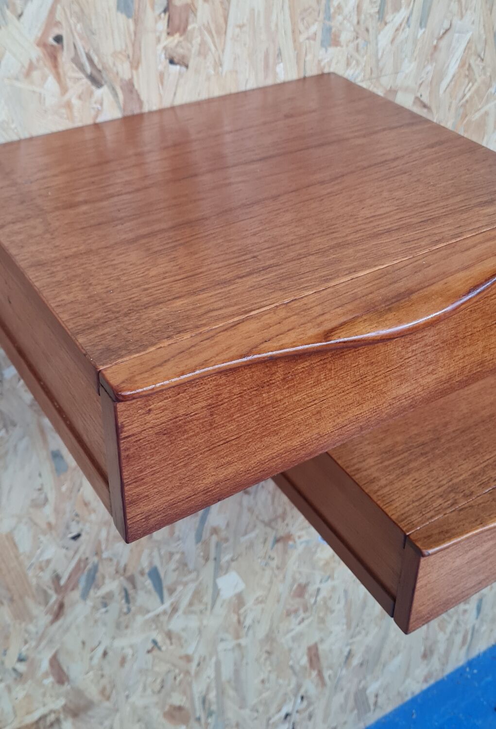 Pair of teak hanging bedside tables