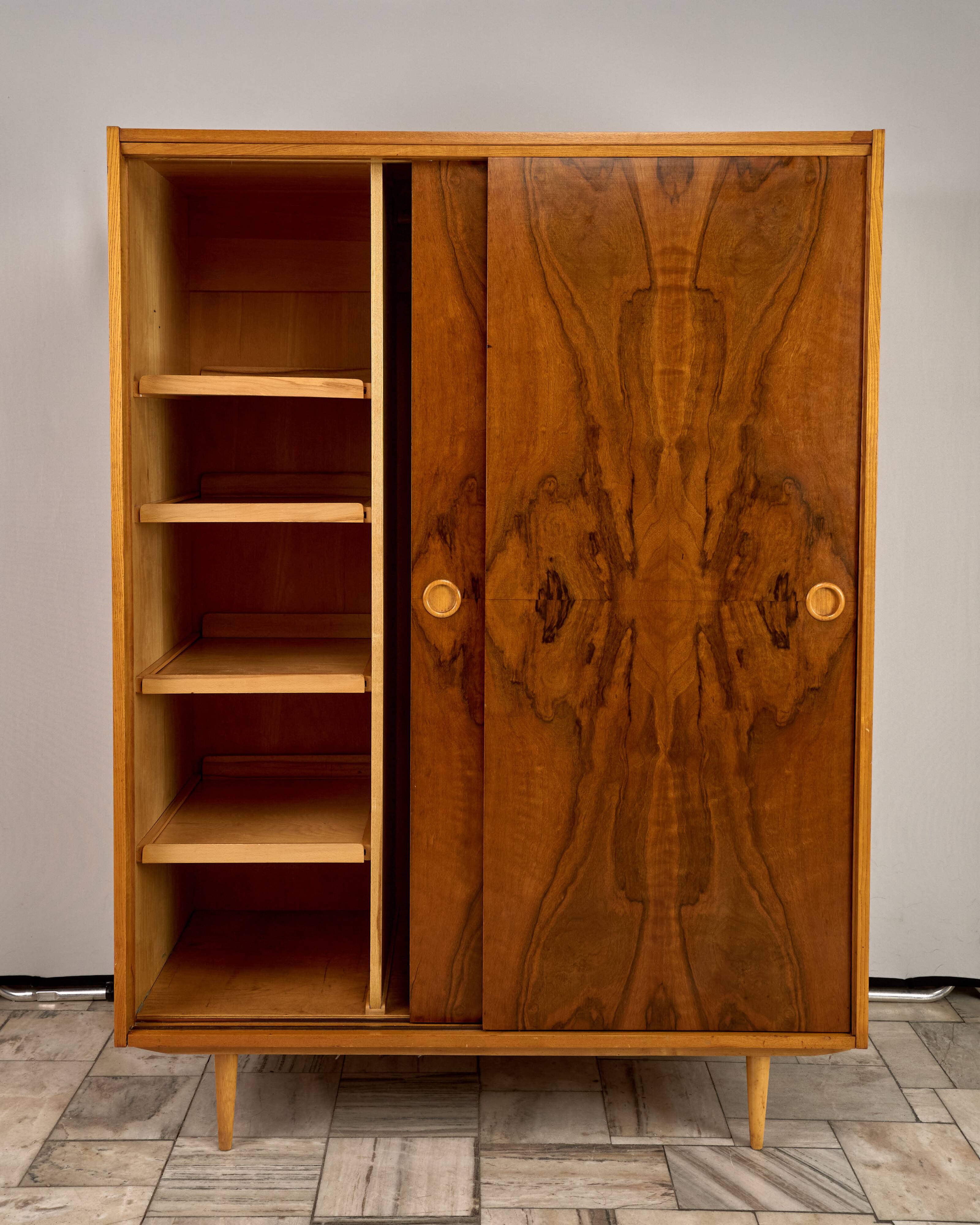 Vintage Wardrobe with sliding doors, 1960s, Czechoslovakia