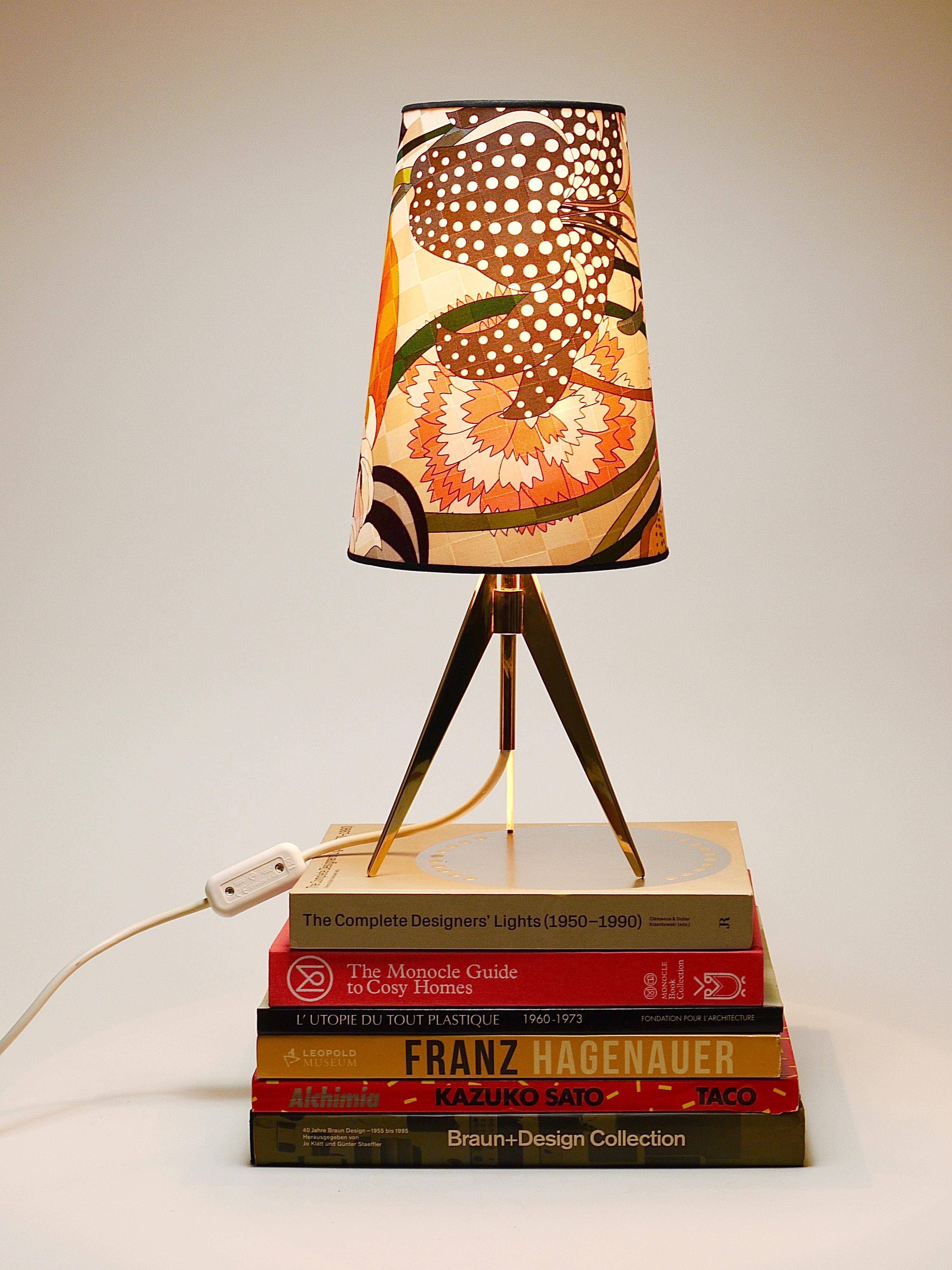 Adjustable tripod table lamp in brass Missoni x Kalmar Vienna, Austria, 1950s
