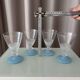 Set of 4 Vintage Frosted Blue & White Cocktail / Water Glasses