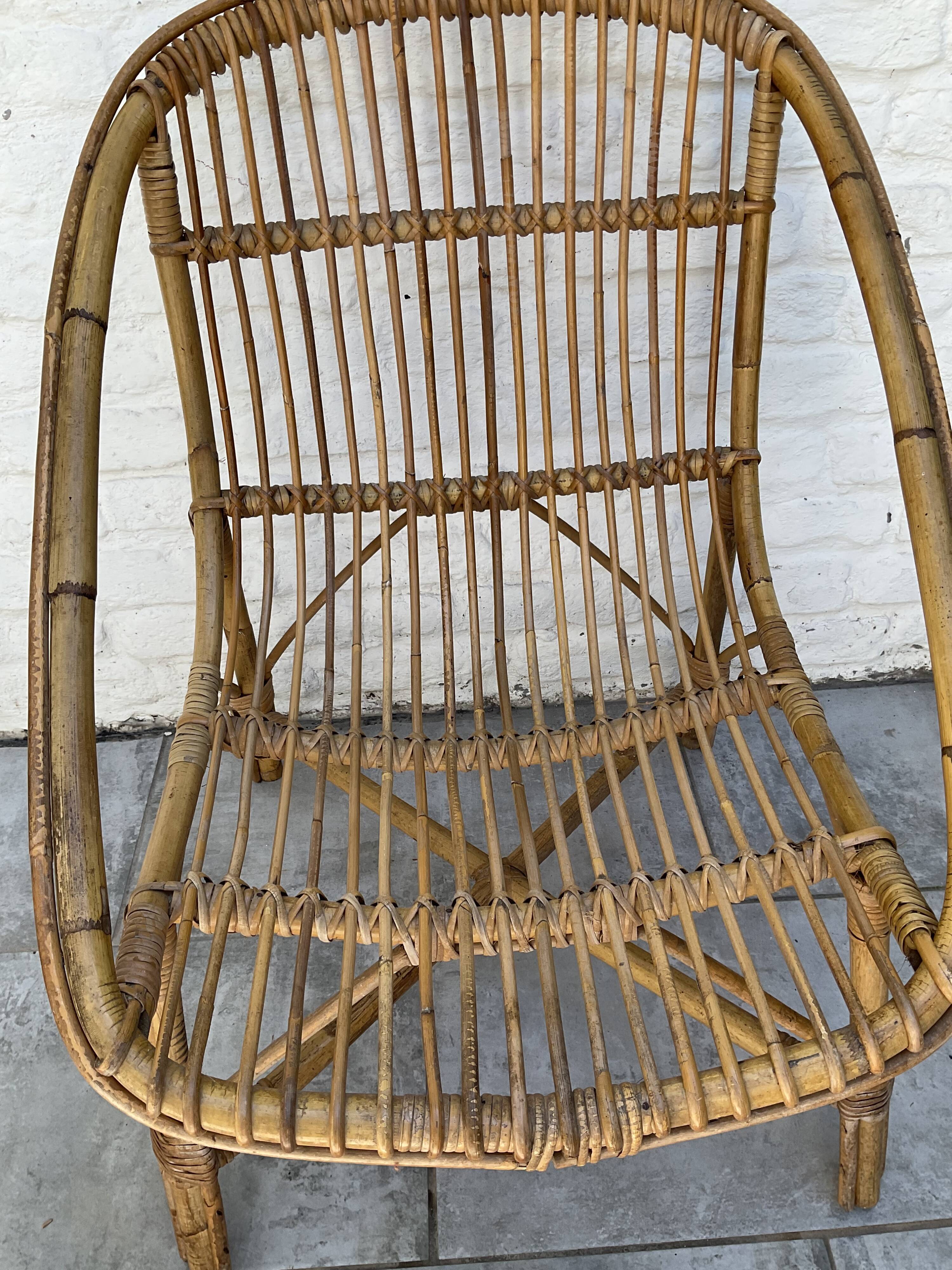 Vintage rattan armchair 60s-70s
