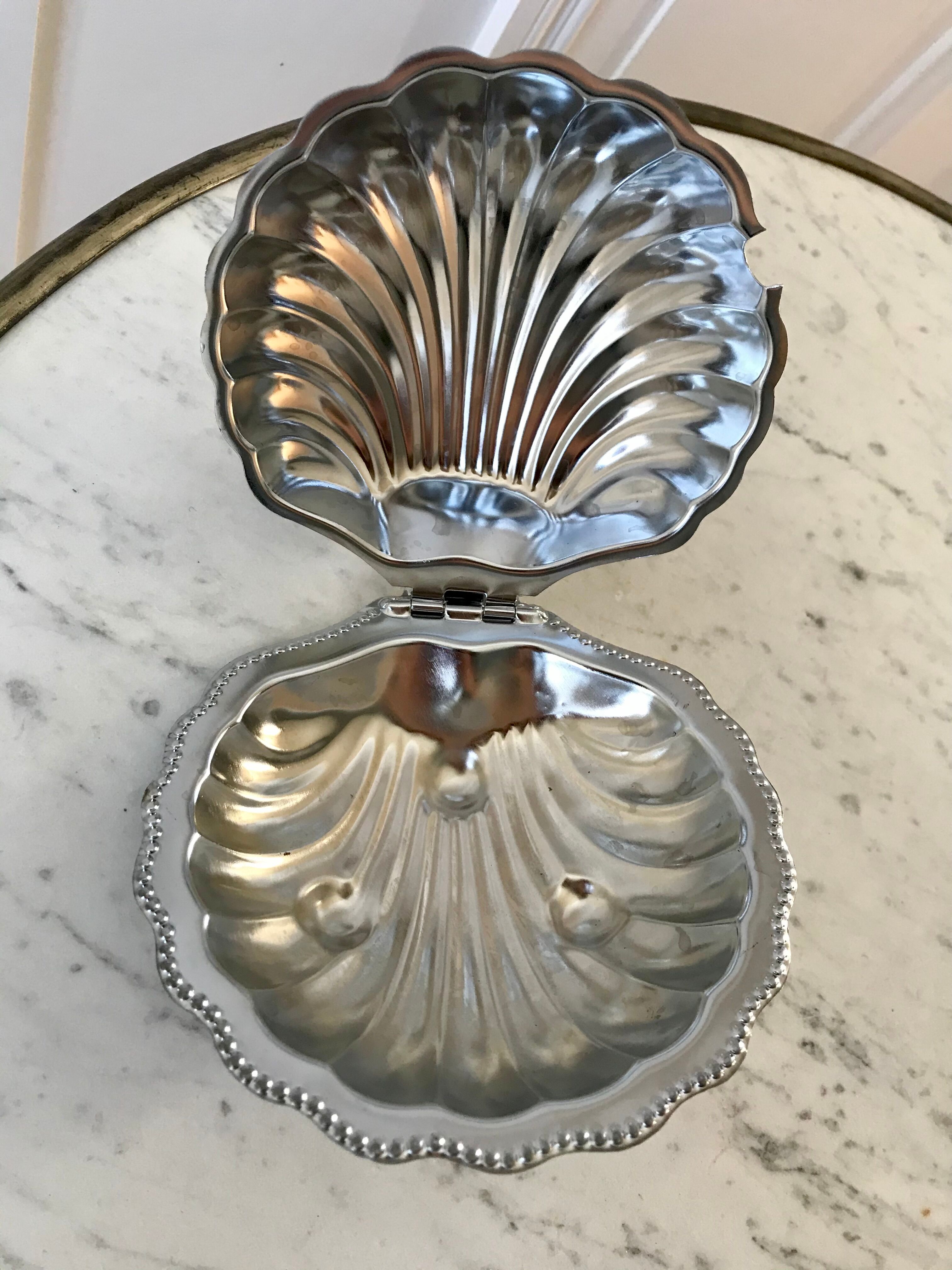 Pocket tray shell silver metal 60s-70s