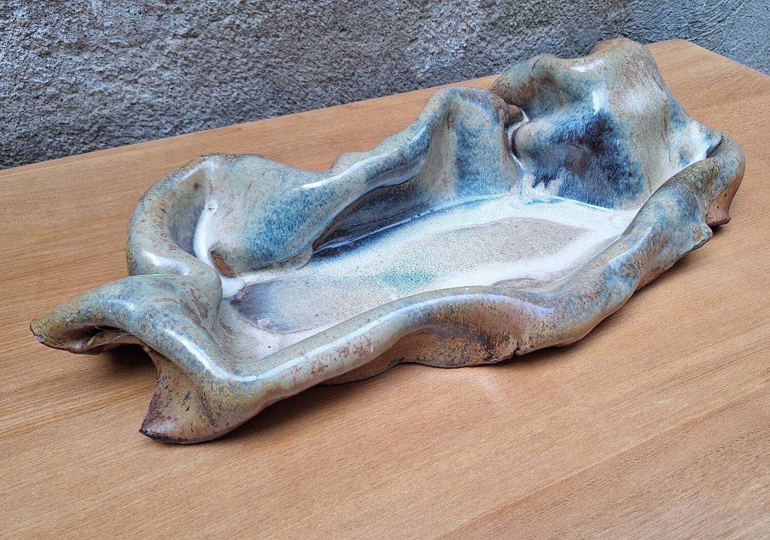 Free-form ceramic trinket tray by Alain and Nadia Pinel