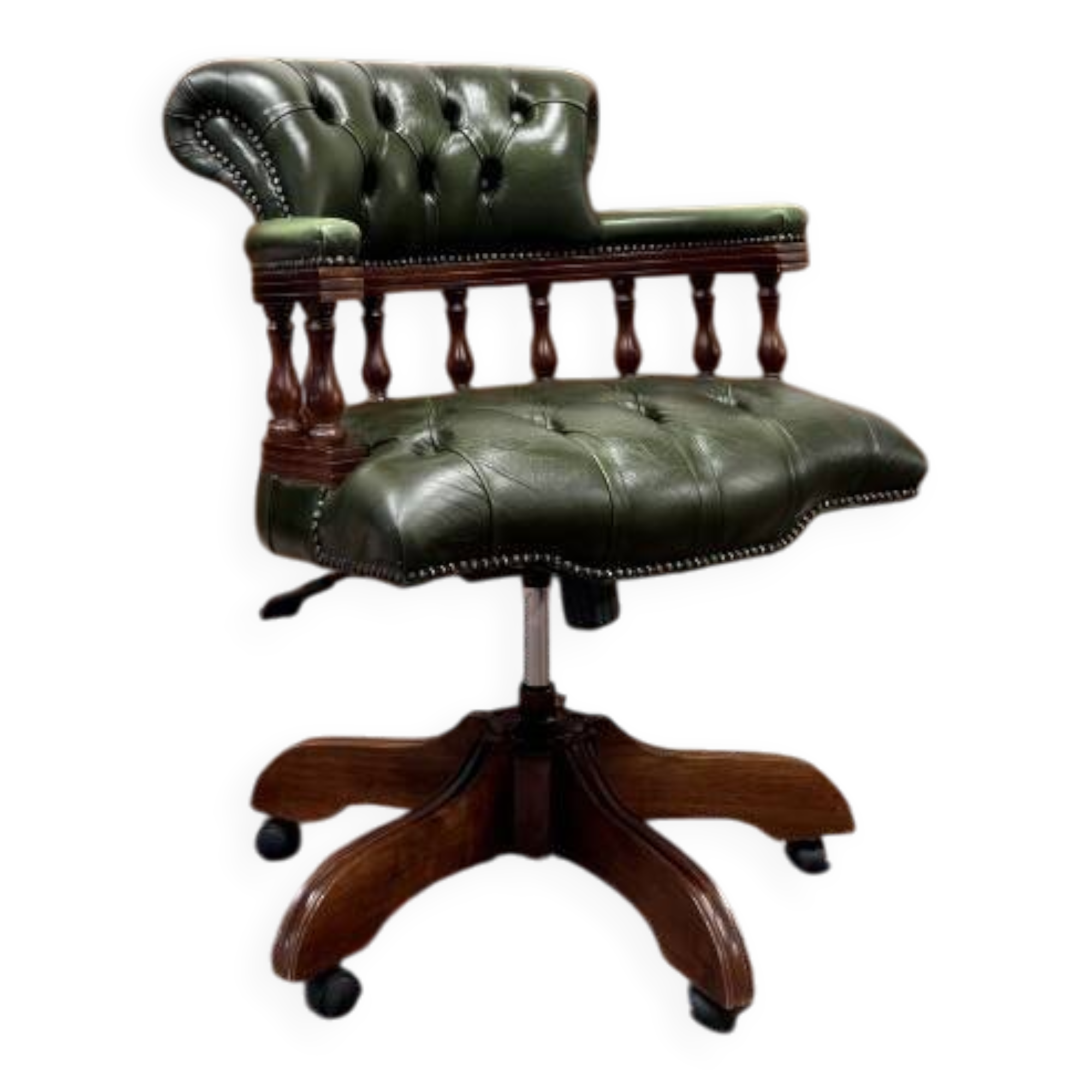 Chaise de bureau Chesterfield verte anglaise classique