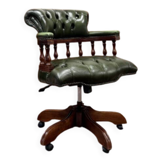 Classic English Green Chesterfield Desk Chair