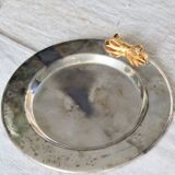 Vintage patinated silver metal bottle coaster – Golden knot