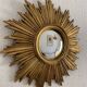 Vintage mirror 1960 witch's eye sun gold leaf - 43 cm