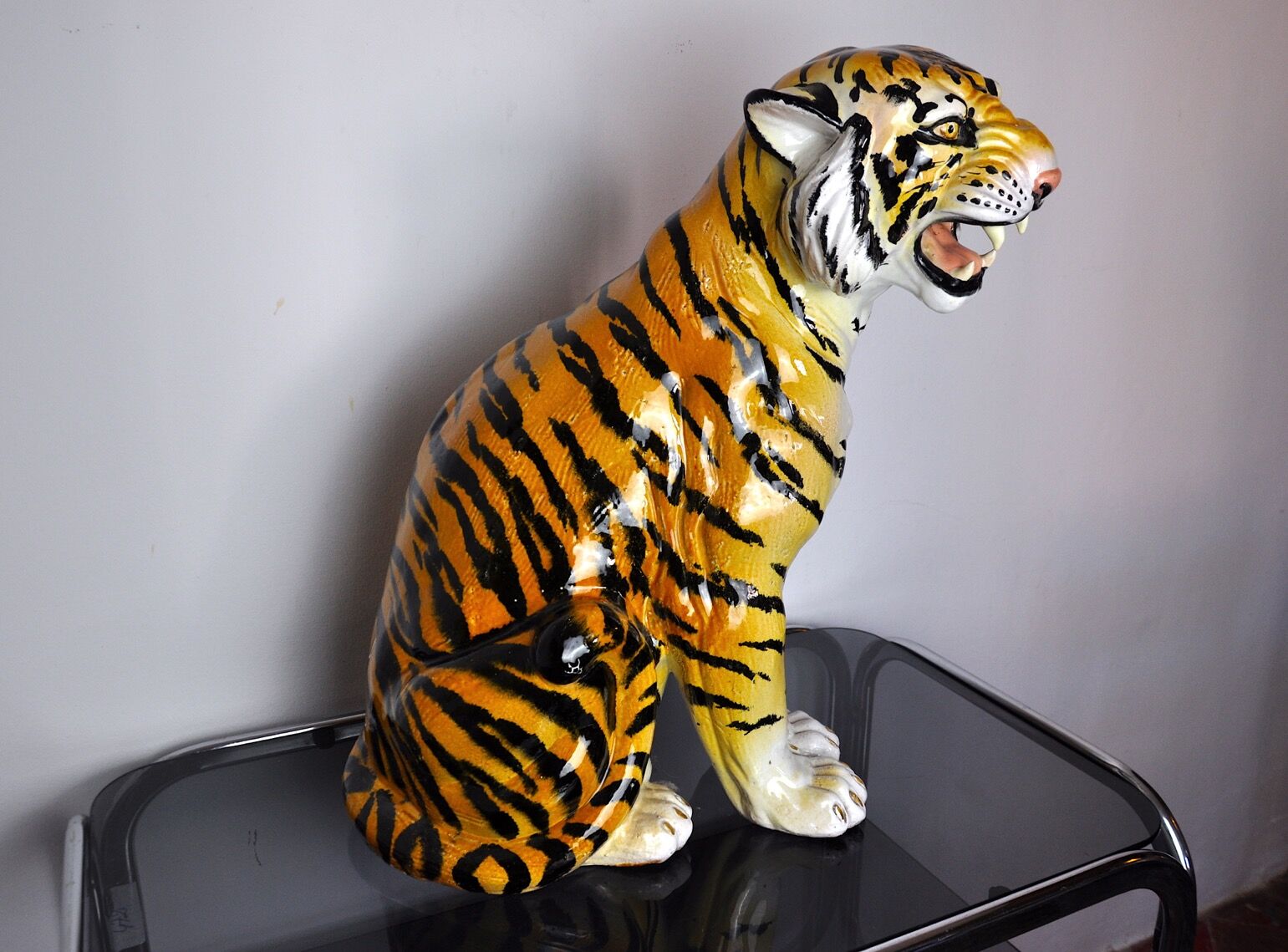 Ceramic Tiger, Italy, Signed, 1970