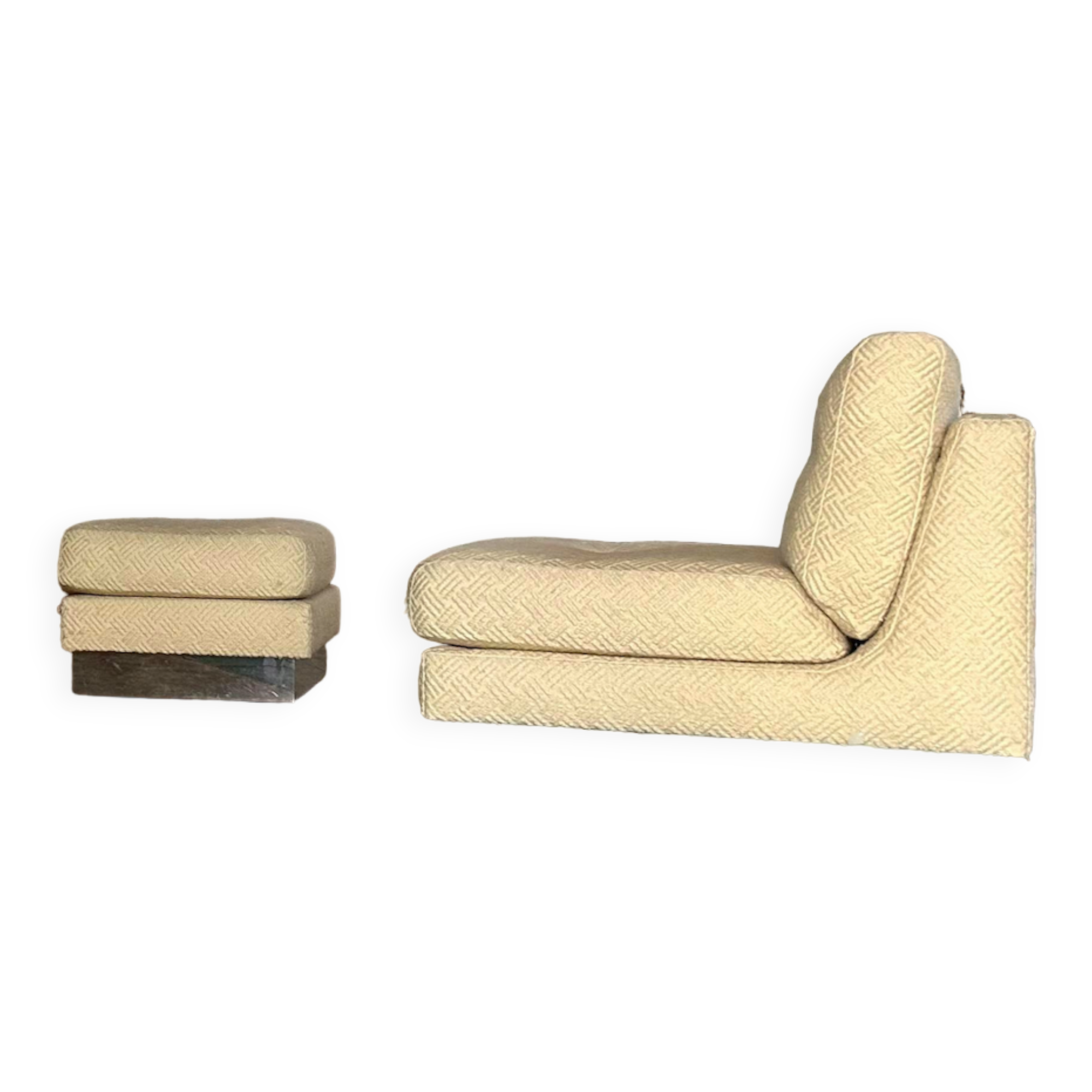 Vintage armchair and ottoman "California" Jacques Charpentier, "Flat" edition, France 1970