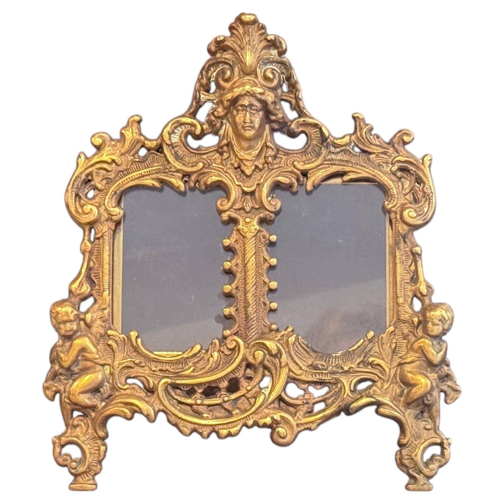 Pair of Gilt Brass Rococo Picture Frames, Antique Decorative Wall & Table Frame