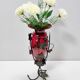 Ruby Red Murano Glass Vase with Iron Grape Vines Ascribable to Umberto Bell