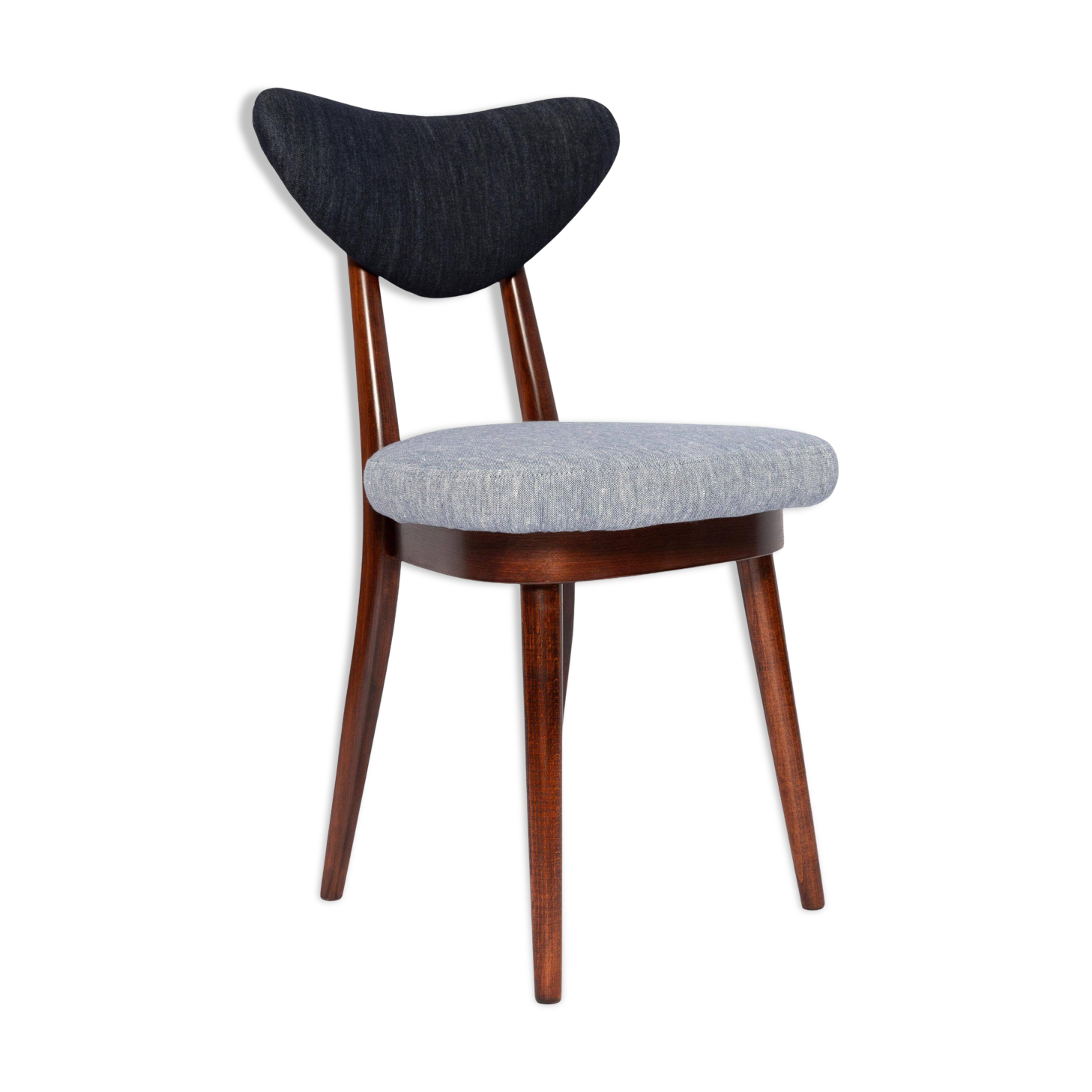 Heart-shaped chair in light blue and dark blue denim, Europe, 1960s