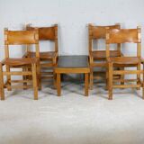 Ensemble de 4 chaises et table basse Maison Regain, France, circa 1970