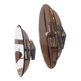 Paire D'appliques Murales Design Année 70 Dlg De Veca pour Fontana Arte