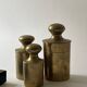 Set of 3 vintage boxes with genuine brass lids, 1950s.