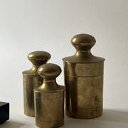 Set of 3 vintage boxes with genuine brass lids, 1950s.