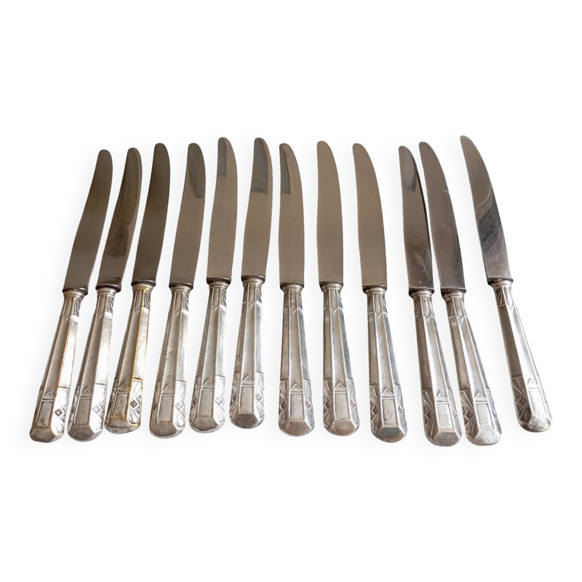 12 silver-plated art deco knives
