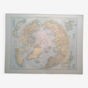 Une carte issue Atlas Richard Andrees année 1887  Nordpolarregion  Pôle  Nord