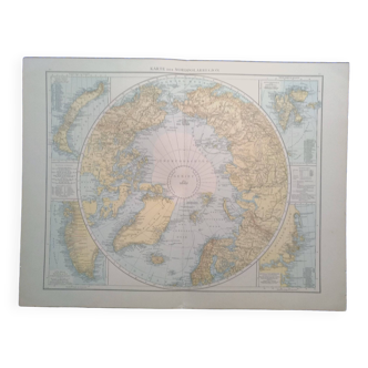 Une carte issue Atlas Richard Andrees année 1887  Nordpolarregion  Pôle  Nord