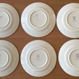 6 assiettes plates anciennes en faïence de Longchamp