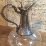 Aiguière en verre et métal argenté