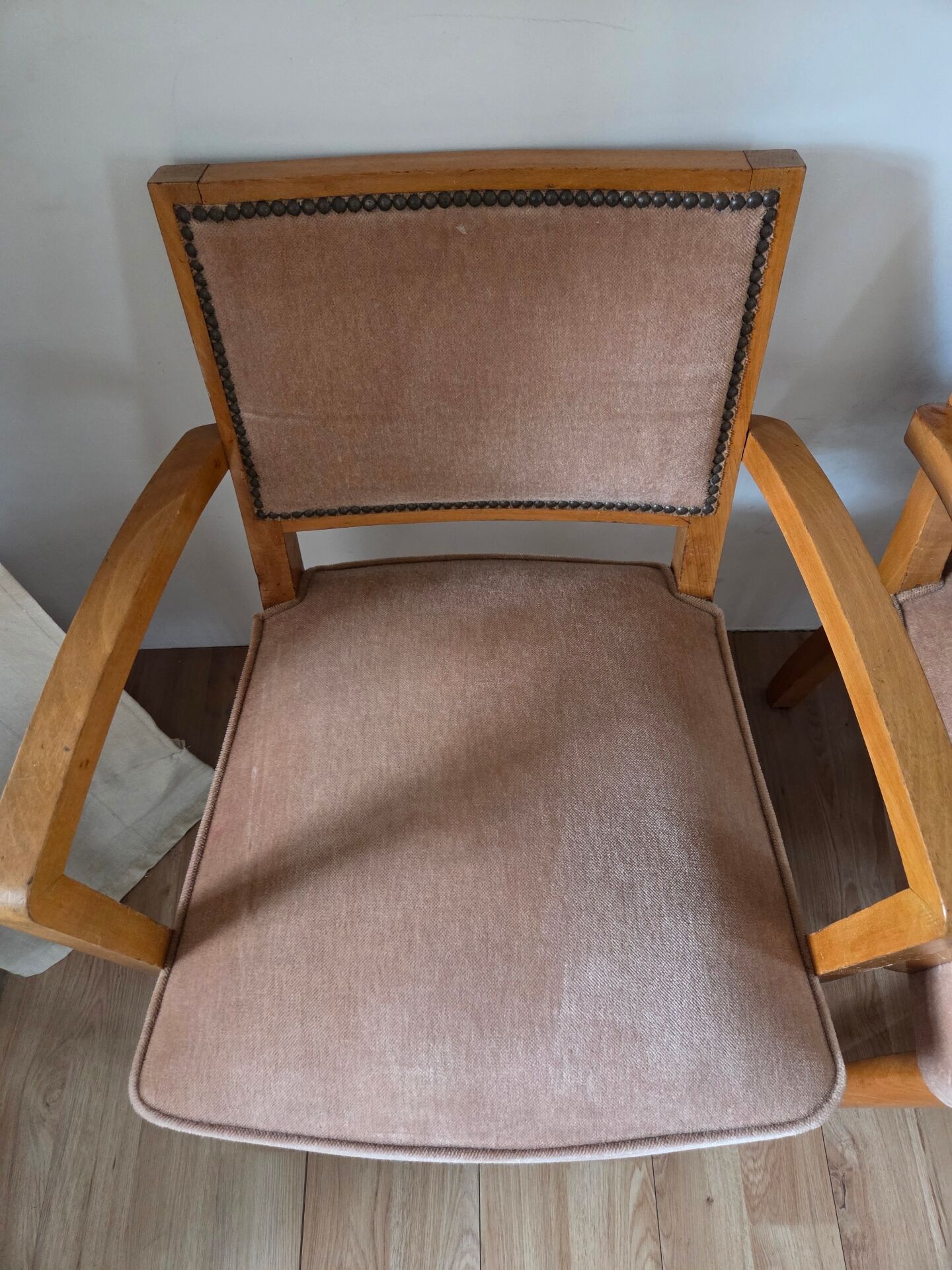 Pair of old rose bridge armchairs