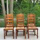 6 solid oak and straw chairs with high backs