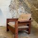 Fauteuil Brutaliste en pin des années 1960