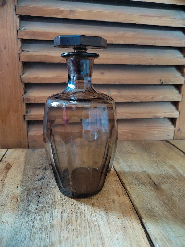 Carafe Bottle in smoked glass Art Deco old vintage dp 082201