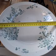 Old set of 2 terre de fer longwy dishes – bird and flower decoration