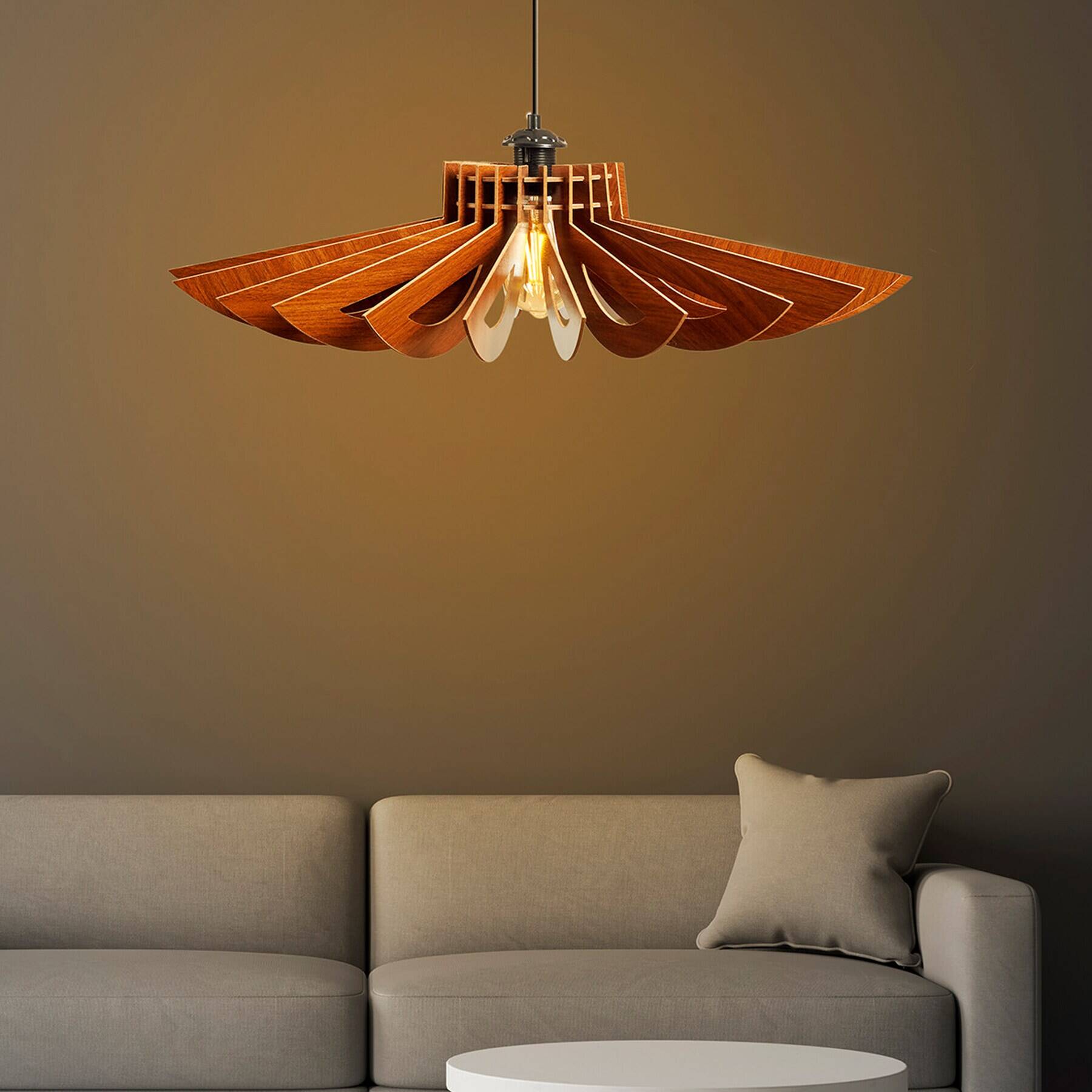 Wooden hanging lamp