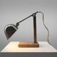 Art Deco Industrial metal and travertine Desk Lamp, Belgium 1930s