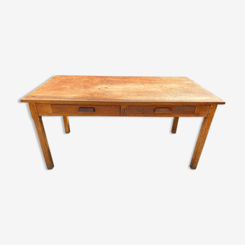 Solid oak desk with 2 drawers 150x75cm