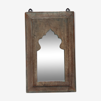 Miroir patine gris en teck 27x44cm