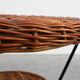 Mid-Century Woven Rattan, Wicker and Iron 2-Tier Round Coffee Table, Italy