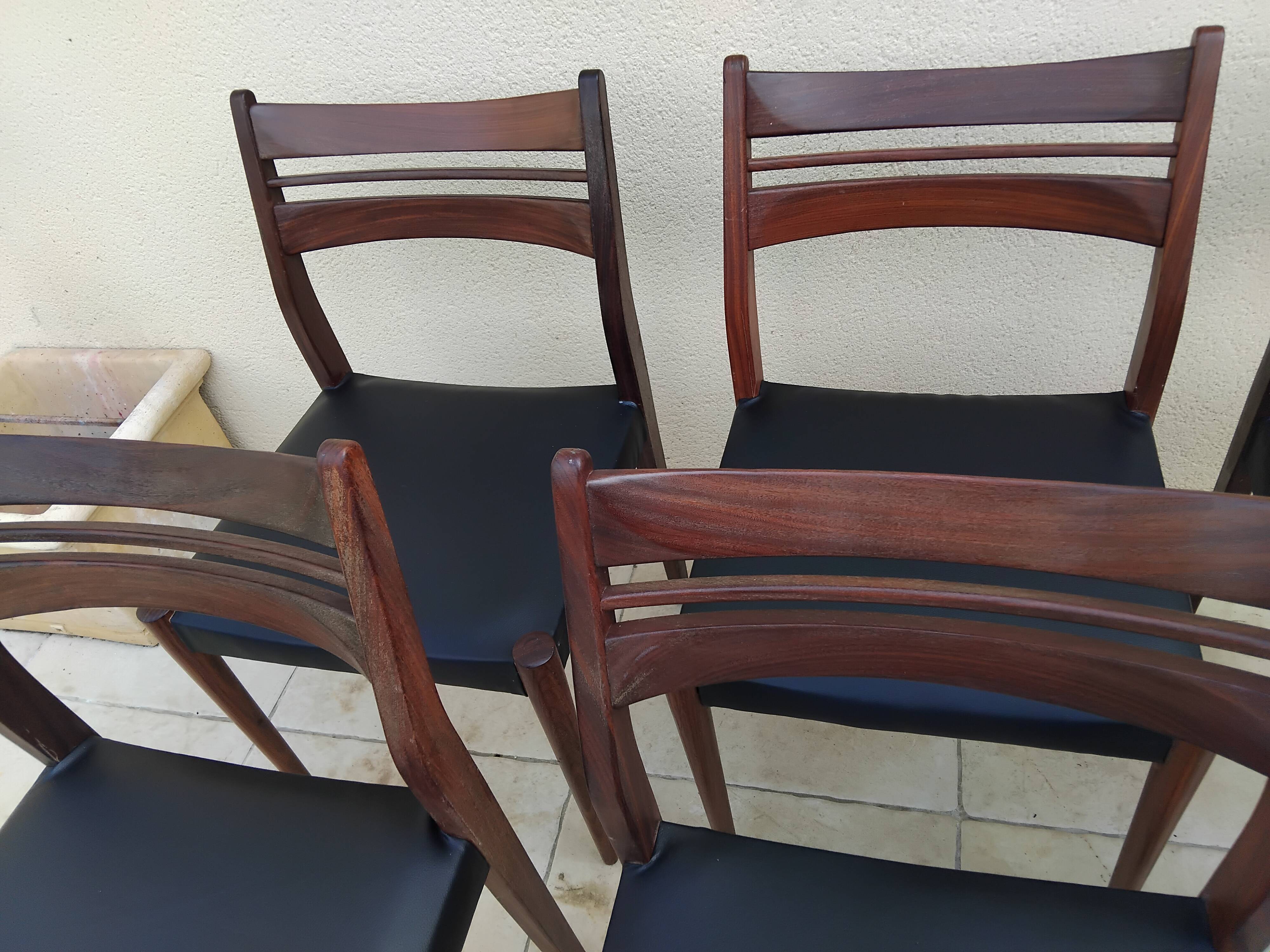 6 vintage teak chairs from the 1960s, Scandinavian Danish.