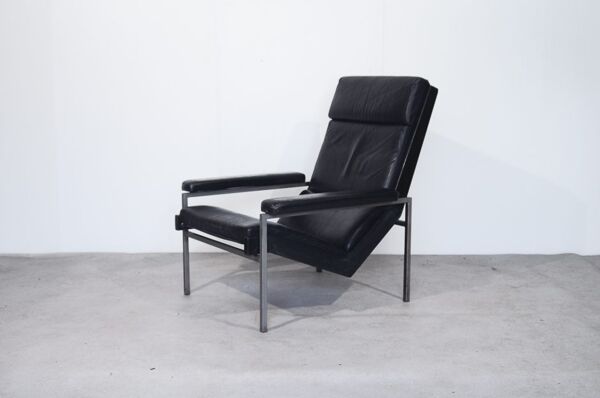 fauteuil Rob Parry Pour Gelderland En cuir Noir, Pays-Bas 1960
