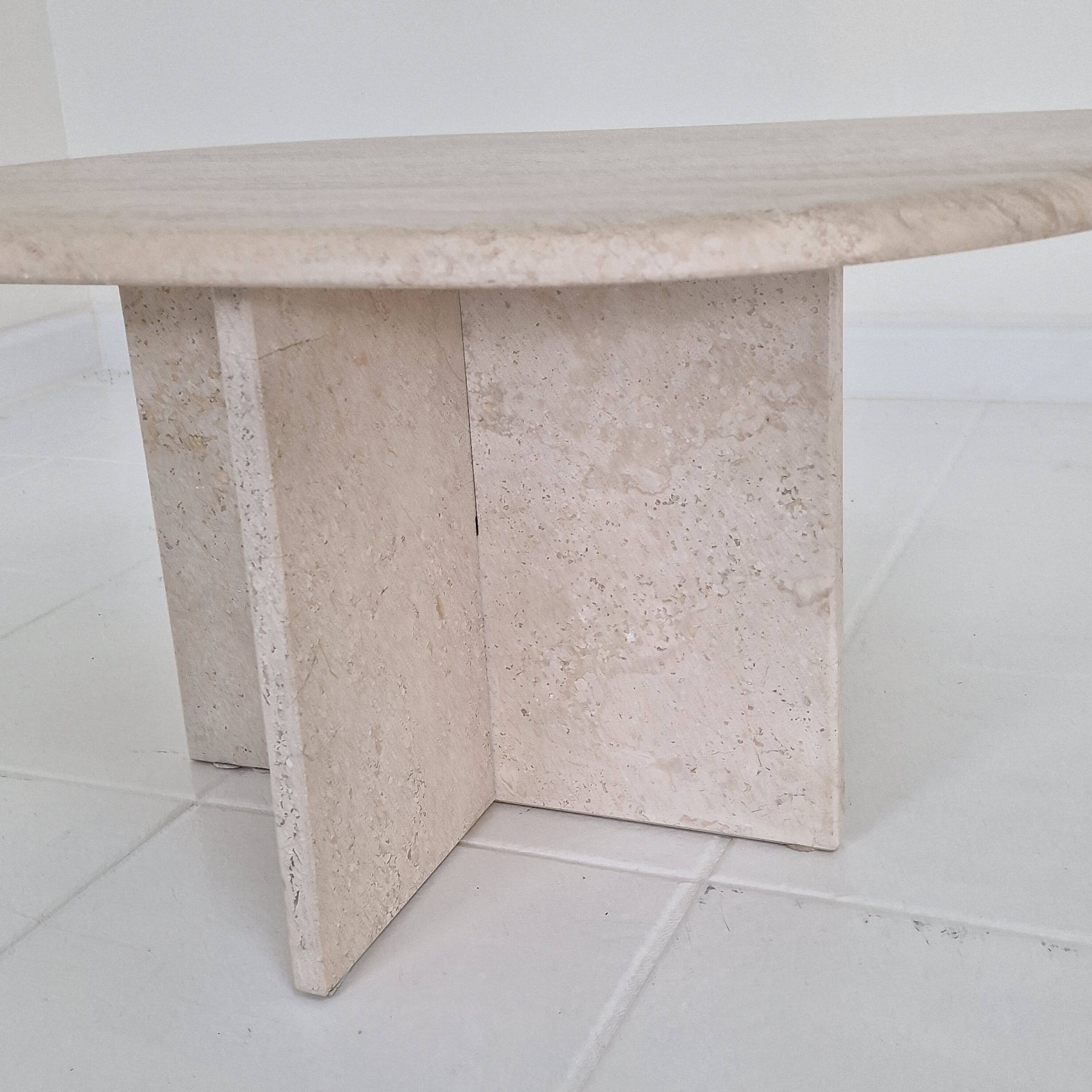 Travertine Coffee or Side Table in Teardrop Shape, Italy 1980s