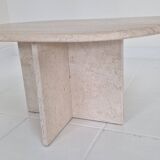 Travertine Coffee or Side Table in Teardrop Shape, Italy 1980s