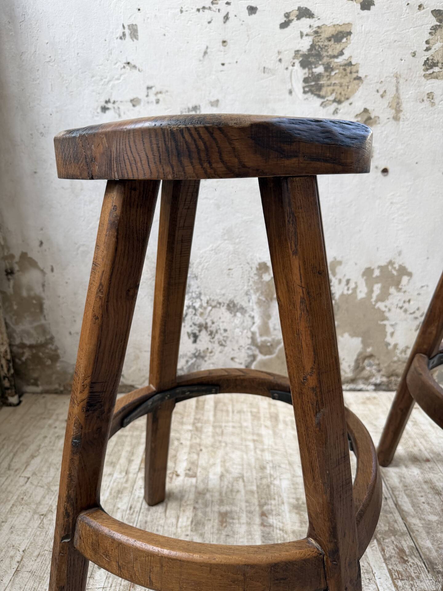 Pair of Henri Bataille stools in oak