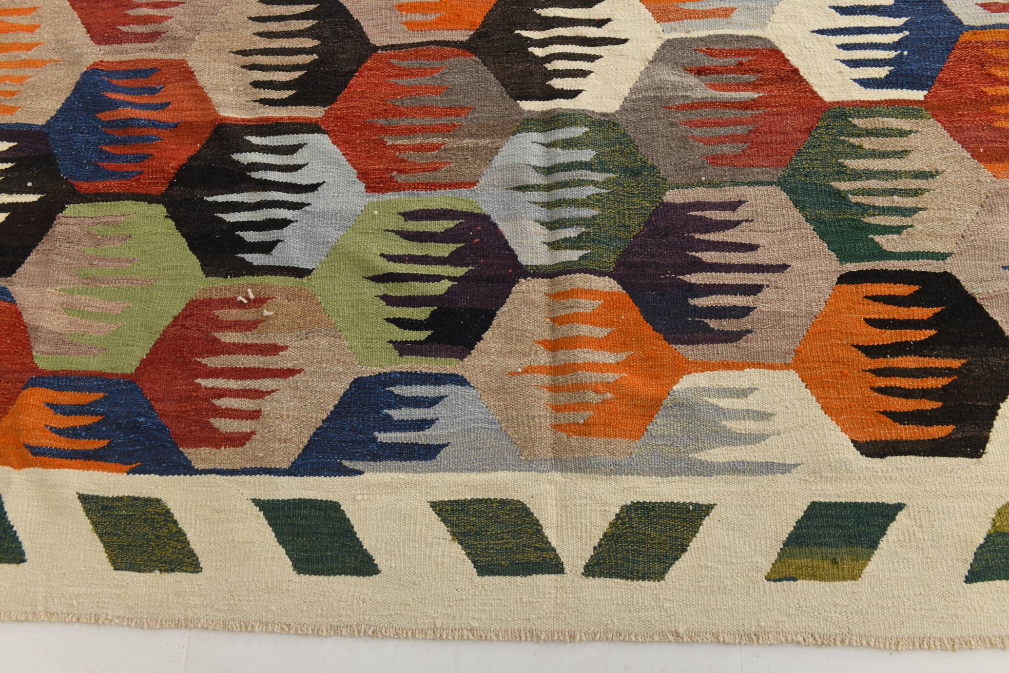 8x12 Kilim Rare Style Multicolor Designer Vintage Kilim Rug, 255x376 Cm