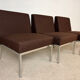 3 vintage armchairs – brown fabric & chrome base