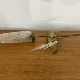 Antique wall lamp  brass + vintage glass tulip