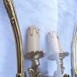 Pair of bronze and glass wall lights