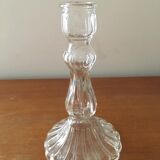 Bougeoir en verre blanc transparent