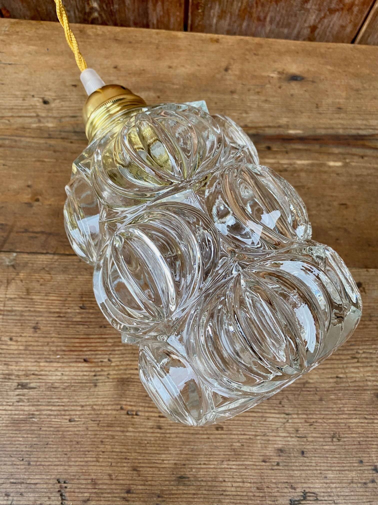 Vintage structured glass pendant globe.