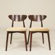Modern Set of 6 Dining Chairs, Beige Pearl Velvet and Dark beech wood