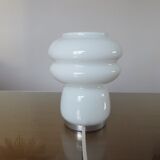 Mushroom lamp in white opaline 70s
