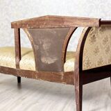 Antique Chaise Lounge in Yellow Fabric with Brass Details, 1890s